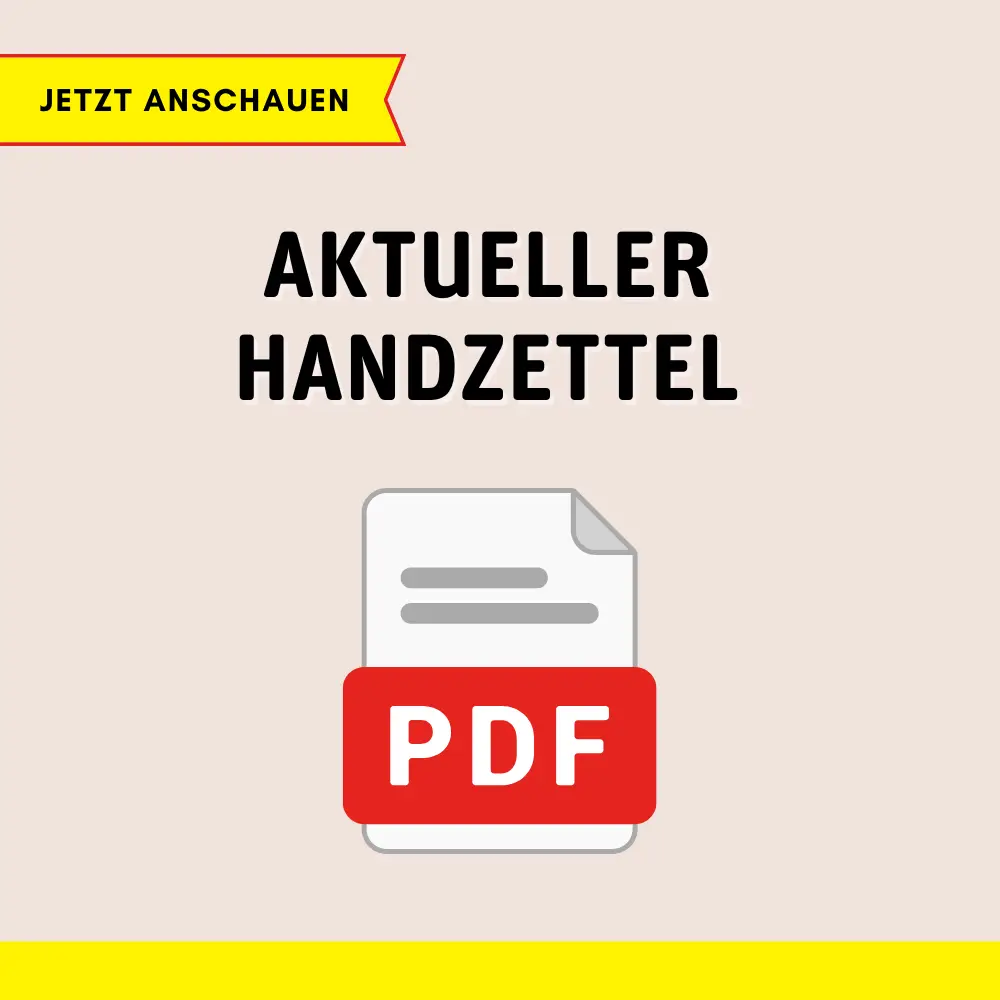 Aktueller Handzettel, PDF-Icon mit rotem Banner und gelbem Jetzt anschauen-Hinweis